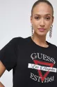 čierna Bavlnené tričko Guess BOXY