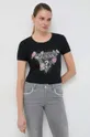 fekete Guess t-shirt FLORAL