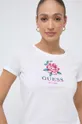 biały Guess t-shirt bawełniany ROSE