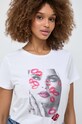 Guess t-shirt bawełniany LIPSTICK KISSES biały W4RI20.K9RM1
