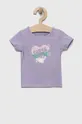 fioletowy Guess t-shirt niemowlęcy Dziewczęcy