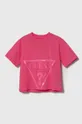розовый Детская хлопковая футболка Guess Для девочек