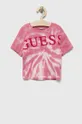 ružová Detské bavlnené tričko Guess Dievčenský