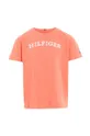 pomarańczowy Tommy Hilfiger t-shirt bawełniany dziecięcy Dziewczęcy