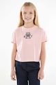 Tommy Hilfiger t-shirt bawełniany dziecięcy aplikacja różowy KG0KG07437.128.176.9BYX