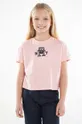 рожевий Дитяча бавовняна футболка Tommy Hilfiger Для дівчаток