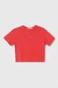 crvena Pamučna majica Calvin Klein Jeans Za djevojčice