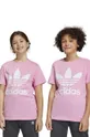 roza Otroška bombažna kratka majica adidas Originals TREFOIL Dekliški