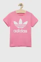 Otroška bombažna kratka majica adidas Originals TREFOIL roza