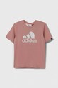 adidas t-shirt bawełniany dziecięcy nadruk różowy HR8146