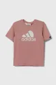 ružová Detské bavlnené tričko adidas Dievčenský