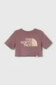 fioletowy The North Face t-shirt bawełniany dziecięcy G S/S CROP EASY TEE Dziewczęcy