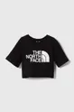 czarny The North Face t-shirt bawełniany dziecięcy G S/S CROP EASY TEE Dziewczęcy