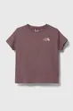 fioletowy The North Face t-shirt bawełniany dziecięcy G VERTICAL LINE S/S TEE Dziewczęcy