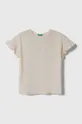 béžová Detské bavlnené tričko United Colors of Benetton Dievčenský