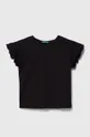 чорний Дитяча бавовняна футболка United Colors of Benetton Для дівчаток