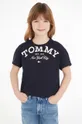 mornarsko modra Bombažna kratka majica Tommy Hilfiger Dekliški