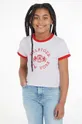 белый Детская хлопковая футболка Tommy Hilfiger Для девочек