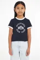 mornarsko modra Otroška bombažna kratka majica Tommy Hilfiger Dekliški