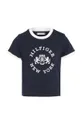 Otroška bombažna kratka majica Tommy Hilfiger mornarsko modra