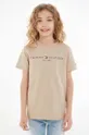 μπεζ Παιδικό βαμβακερό μπλουζάκι Tommy Hilfiger Για κορίτσια