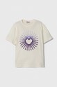 Pinko Up t-shirt bawełniany dziecięcy nadruk beżowy F3PIJGTH288
