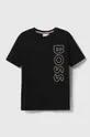 μαύρο Παιδικό βαμβακερό μπλουζάκι BOSS Παιδικά