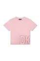 vijolična Otroška bombažna kratka majica Dkny Otroški