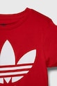 Dječja pamučna majica kratkih rukava adidas Originals TREFOIL crvena IC9117