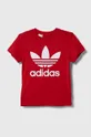 Bombažna kratka majica adidas Originals TREFOIL rdeča