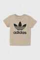 adidas Originals t-shirt bawełniany TREFOIL IJ7179 beżowy AW23