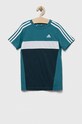 Дитяча бавовняна футболка adidas IJ8733 бірюзовий AW23