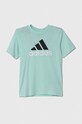 adidas t-shirt bawełniany nadruk turkusowy IB4097