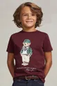μπορντό Παιδικό βαμβακερό μπλουζάκι Polo Ralph Lauren Παιδικά