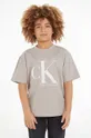 bež Dječja pamučna majica kratkih rukava Calvin Klein Jeans Dječji