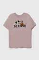 różowy United Colors of Benetton t-shirt bawełniany dziecięcy x Disney Dziecięcy