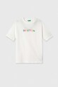 United Colors of Benetton t-shirt bawełniany dziecięcy nadruk biały 3BL0C10DY.G.SEASONAL