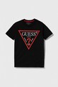 Guess t-shirt bawełniany dziecięcy aplikacja czarny L3BI41.K8HM4.9BYX