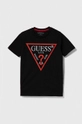 czarny Guess t-shirt bawełniany dziecięcy Dziecięcy