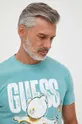 τιρκουάζ Βαμβακερό μπλουζάκι Guess Guess x Banksy
