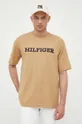 Хлопковая футболка Tommy Hilfiger бежевый