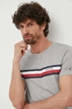 szary Tommy Hilfiger t-shirt bawełniany