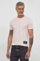 różowy Calvin Klein Jeans t-shirt bawełniany Męski