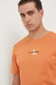 оранжевый Хлопковая футболка Calvin Klein Jeans