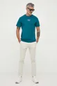 Βαμβακερό μπλουζάκι Calvin Klein Jeans τιρκουάζ