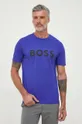 vijolična Bombažna kratka majica BOSS