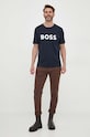 Бавовняна футболка BOSS 50495742 темно-синій SS25