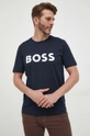 σκούρο μπλε Βαμβακερό μπλουζάκι BOSS