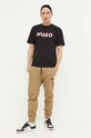 Βαμβακερό μπλουζάκι HUGO 50494565 μαύρο AW23