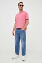 Μπλουζάκι με λινό μείγμα Polo Ralph Lauren 710835756 ροζ AW23